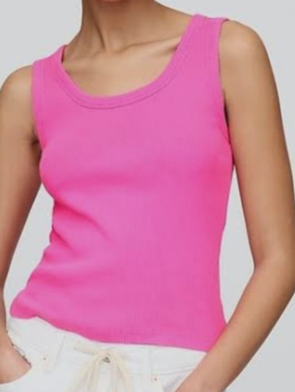 GAP Ribbed Scoop Neck Tank Top - Standout Pink